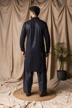 Black Rayon Thread Embroidery Work Kurta Set - Mahotsav | Grocsy
