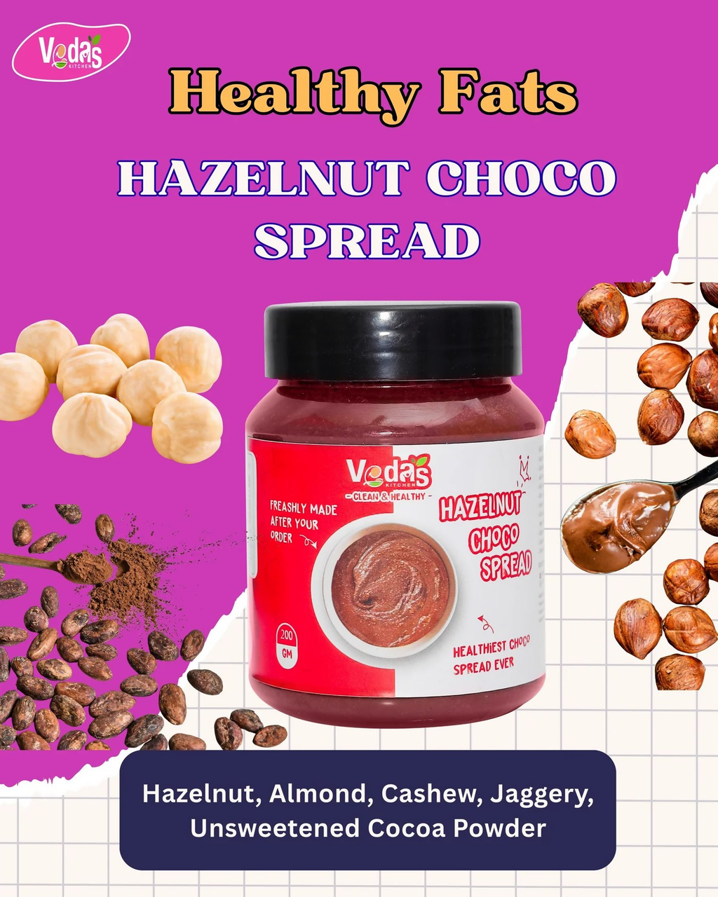 Vedas Kitchen Hazelnut Choco Spread | Grocsy