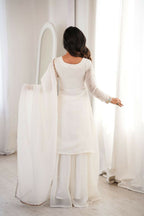 Teeya Creation White Color Soft Crunchy Silk Party Wear Designer Sharara set | Grocsy