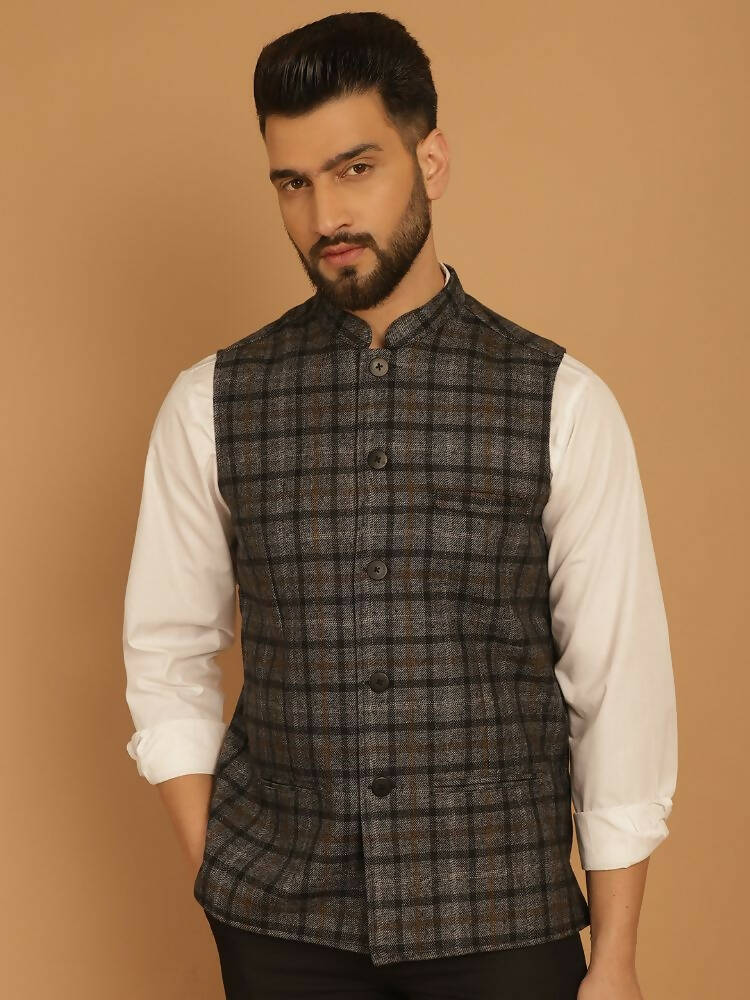 Even Apparels Pure Wool Nehru Jacket - Grey | Grocsy