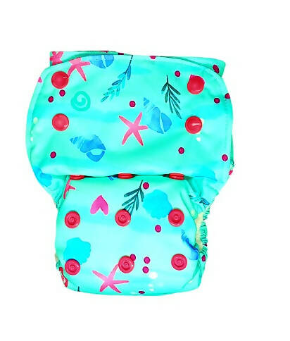 Kindermum Nano Pro Aio Cloth Diaper (With 2 Organic Inserts And Power Booster)-Seashore For Kids | Grocsy