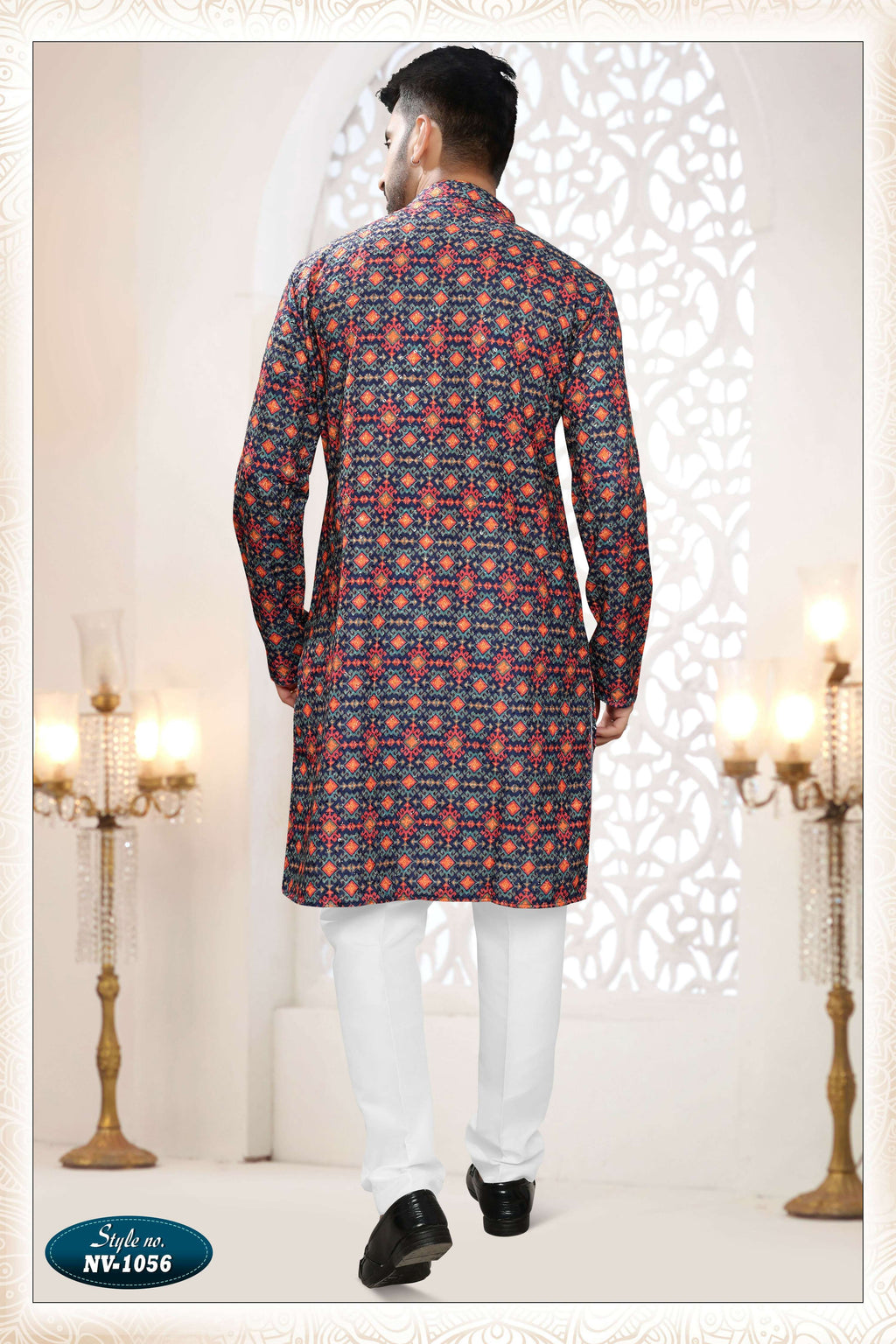 Joban Fashion Men's Blue Base Straight Rayon Thread And Sequence Embroidery All Over Kurta Set | Grocsy