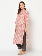 Yufta Women Red & Beige Printed Straight Kurta | Grocsy