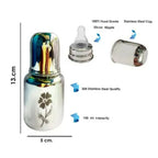 Goodmunchkins Stainless Steel Feeding Rustfree Bottle with 2 Anti Colic Silicone Nipple For Kids 150 ml | Grocsy