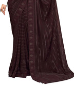 Brown Georgette Swaroski Work Saree With Unstitched Blouse Piece - Juhi | Grocsy