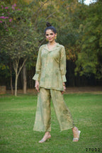 Women's Casual Fashionable Mahendi Mull Cotton co-ord set - Anya | Grocsy