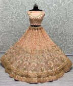 Jyoti Fashion Women's Peach Bridal Net Fancy Sequins with Multi Thread Embroidered & Handwork Wedding Lehenga Choli | Grocsy