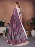 Aastha Fashion Lavender Linen Weaving Saree | Grocsy