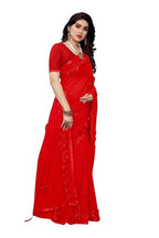 Vamika Red Georgette Embroidery Saree (GULABO RED) | Grocsy