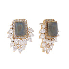 Nuyug 22K Gold Plated Labradorite Stone Contemporary Stud Earrings | Grocsy