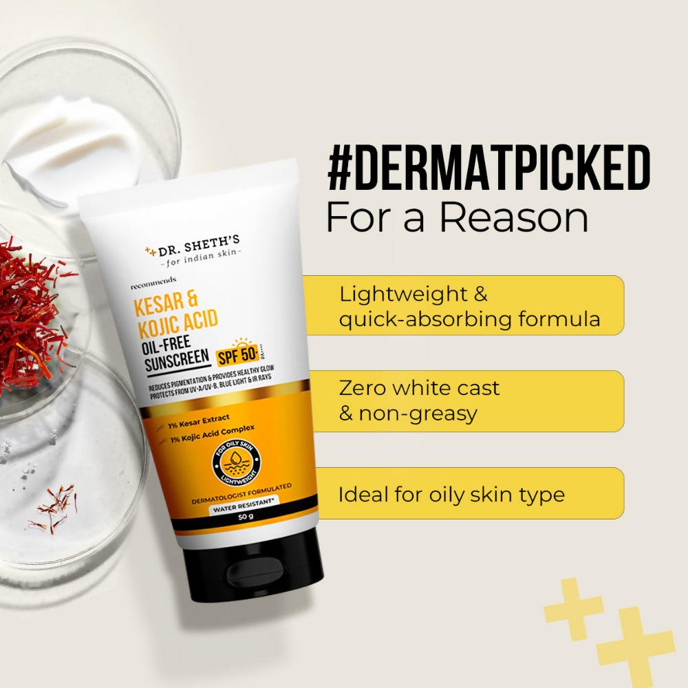 Dr. Sheth's Kesar & Kojic Acid Oil Free Sunscreen SPF 50+ PA++++ | Grocsy