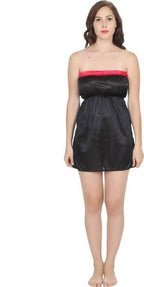 Ruhani HLSC Poly Satin Black Tube Short Nighty Fits Bust (Ruhani-NT-01-FS) | Grocsy