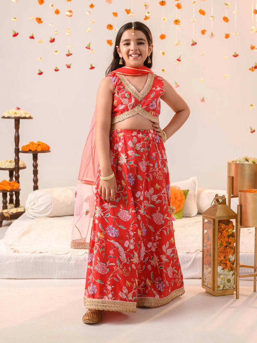 Joban Fashion Girl's Orange Color Lehenga Choli | Grocsy