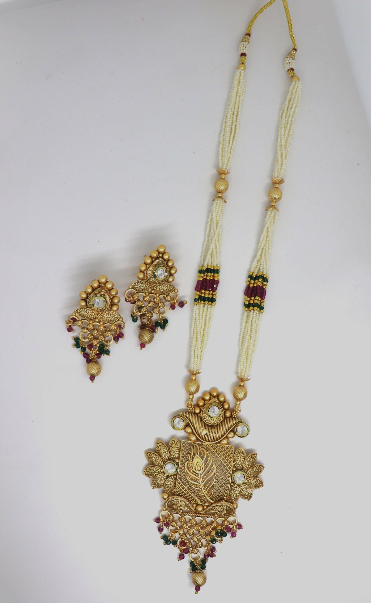 Joban Fashion White Pure Brass With Rajwadi Polish Necklace Set | Grocsy