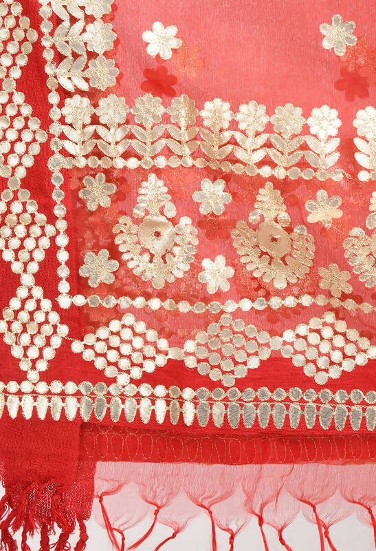 Mominos Fashion Moeza Women Organza Gotta Patti Bridal Dupatta Red Dupatta | Grocsy