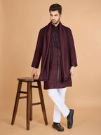 Vastranavya Maroon Exclusive Festival Wear Viscose Silk Thread with Sequence Embroidered Work Kurta with Dupatta | Grocsy