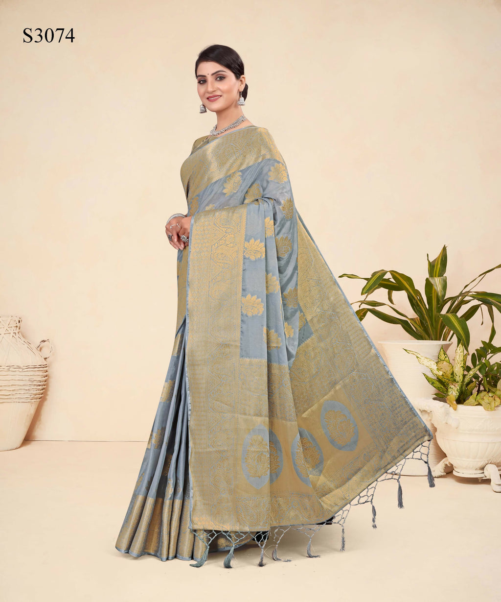 Grey Viscose Weaving Designer Saree - Vandini | Grocsy