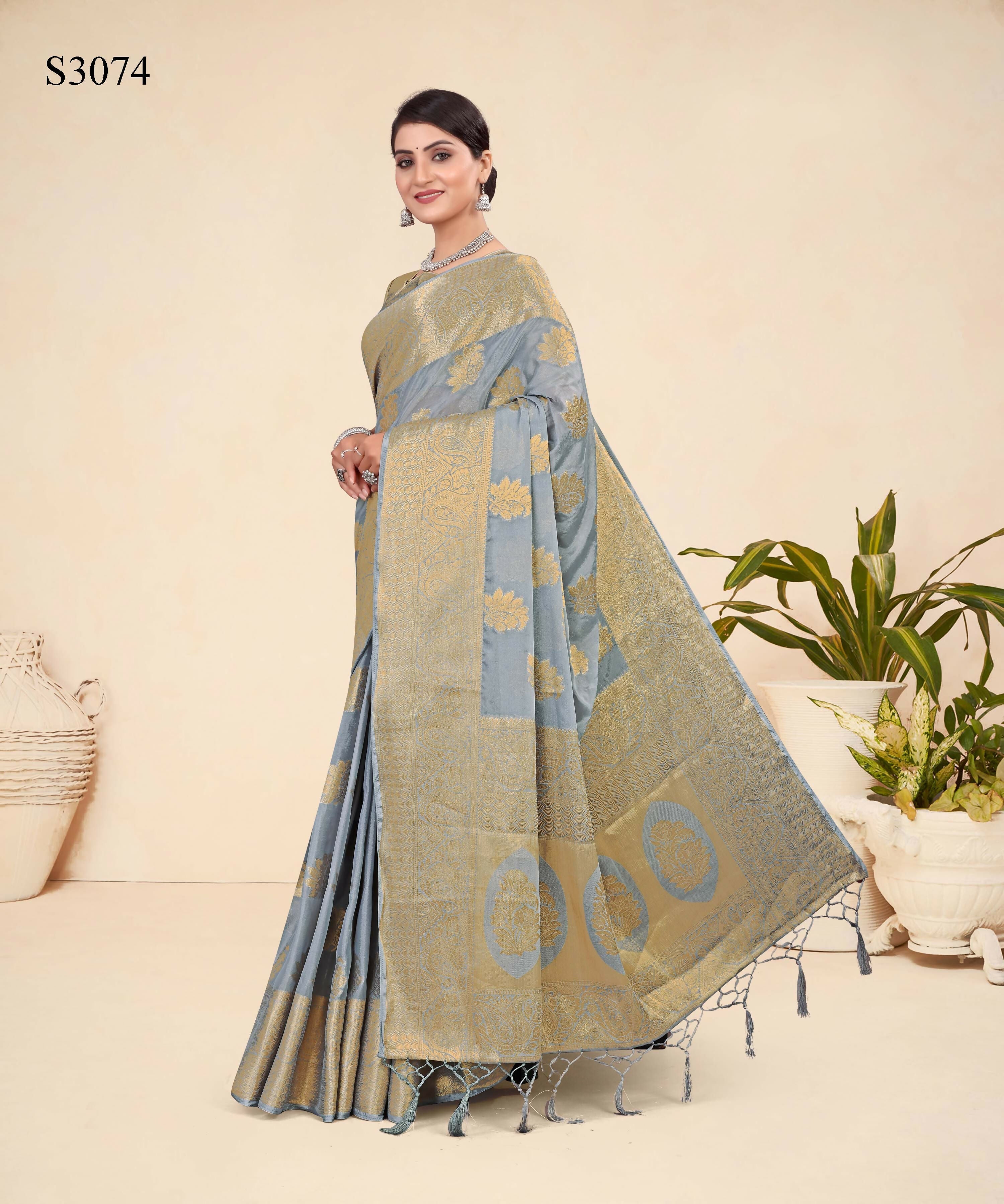 Grey Viscose Weaving Designer Saree - Vandini | Grocsy