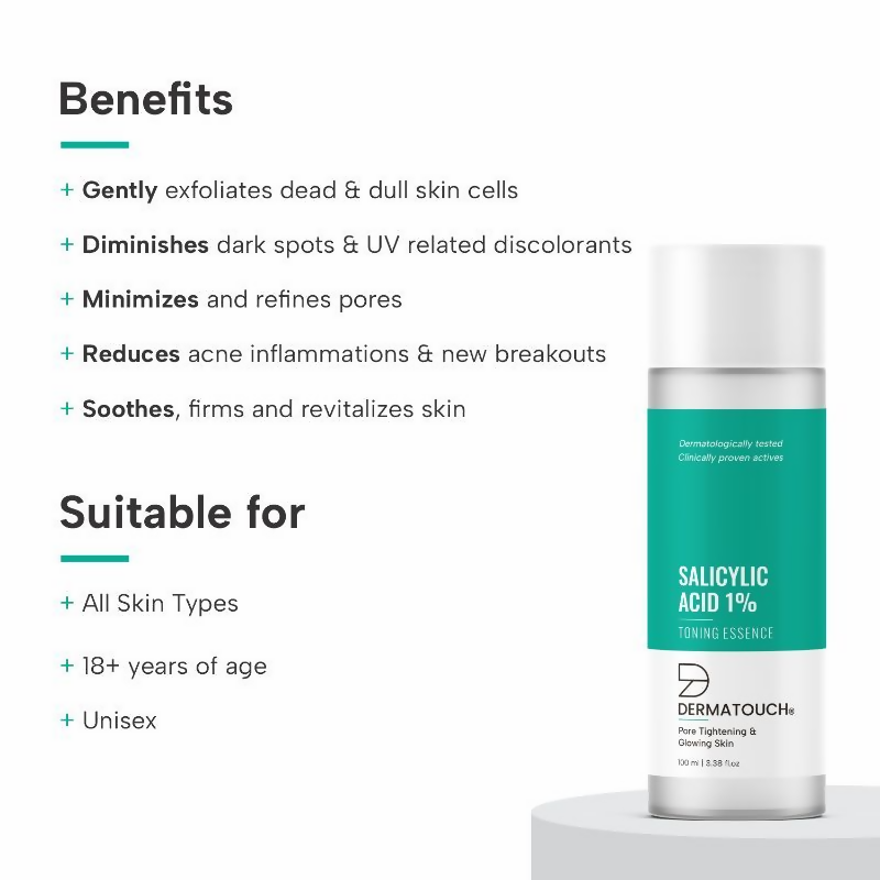 Dermatouch Salicylic Acid 1% Toning Essence For Glowing Skin & Pore Tightening | Grocsy