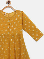 Ahalyaa Mustard Georgette Flared Kids Kurta Palazzo Set For Girls | Grocsy