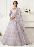 Vegaa Fashion Lavender Net Embroidered Wedding Lehenga | Grocsy