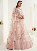 Vegaa Fashion Peach Net Embroidered Wedding Lehenga | Grocsy