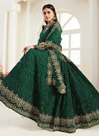 Vegaa Fashion Green Net Embroidered Wedding Lehenga | Grocsy