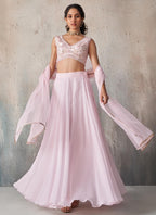 Vegaa Fashion Light Pinkgeorgette Western Plazzo Style Lehenga | Grocsy
