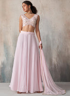Vegaa Fashion Light Pinkgeorgette Western Plazzo Style Lehenga | Grocsy