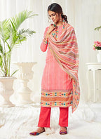 Vegaa Fashion Peach Cotton Digital Printed Swarwoski Work Salwar Suit | Grocsy