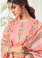 Vegaa Fashion Peach Cotton Digital Printed Swarwoski Work Salwar Suit | Grocsy