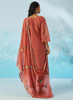 Vegaa Fashion Red Organza Embroidered Party Wear Suit | Grocsy