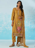 Vegaa Fashion Mustard Organza Embroidered Party Wear Suit | Grocsy