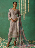 Vegaa Fashion Beige Pure Organza Embroidered Wedding Wear Suit | Grocsy