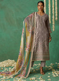 Vegaa Fashion Beige Pure Organza Embroidered Wedding Wear Suit | Grocsy