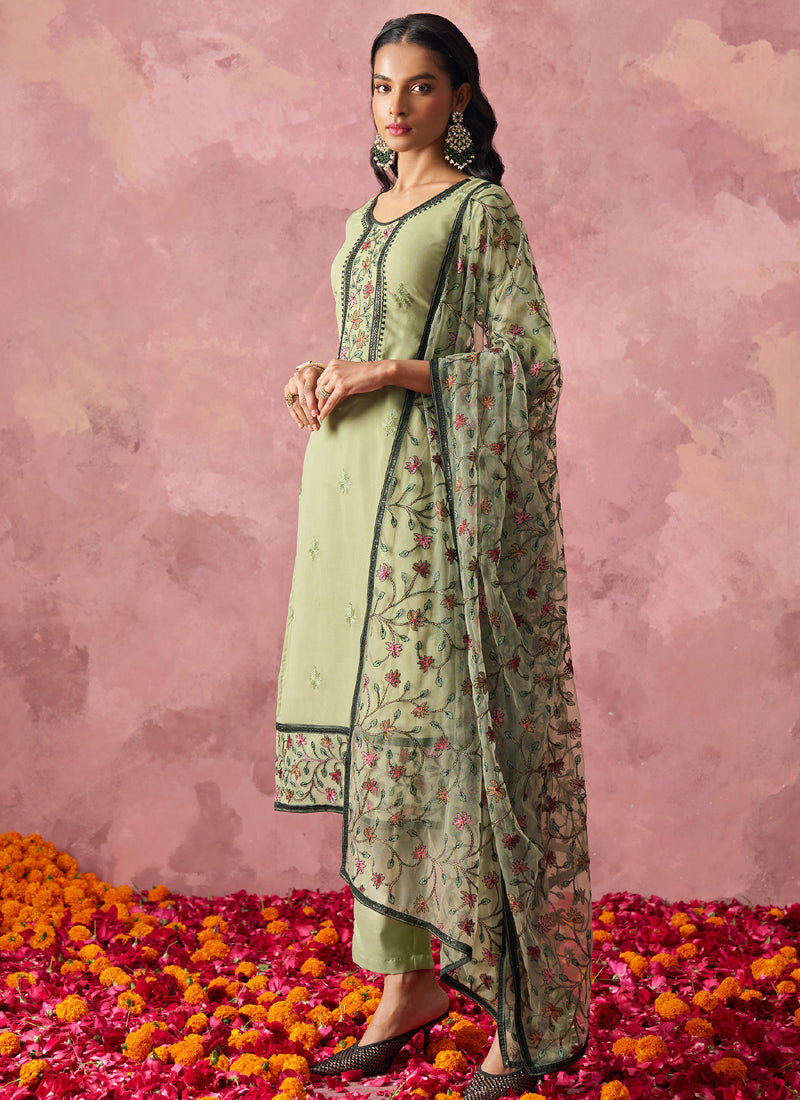 Vegaa Fashion Beige Georgette Embroidered Salwar Suit | Grocsy