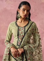 Vegaa Fashion Beige Georgette Embroidered Salwar Suit | Grocsy