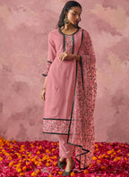 Vegaa Fashion Light Pink Georgette Embroidered Salwar Suit | Grocsy