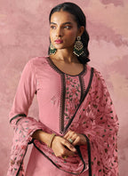 Vegaa Fashion Light Pink Georgette Embroidered Salwar Suit | Grocsy