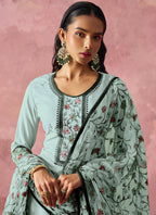 Vegaa Fashion Sky Blue Georgette Embroidered Salwar Suit | Grocsy