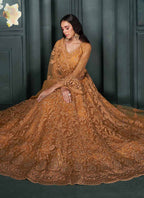Vegaa Fashion Designer Orange Net Embroidery Bridal Lehenga | Grocsy