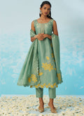 Vegaa Fashion Light Green Silk Embroidered Designer Salwar Suit | Grocsy