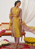 Vegaa Fashion Yellow Organza Embroidered Party Wear Suit | Grocsy