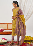 Vegaa Fashion Yellow Organza Embroidered Party Wear Suit | Grocsy