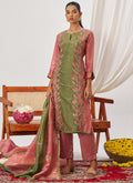 Vegaa Fashion Peach Organza Embroidered Party Wear Suit | Grocsy