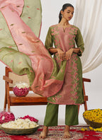 Vegaa Fashion Peach Organza Embroidered Party Wear Suit | Grocsy