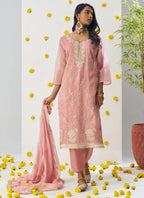 Vegaa Fashion Light Peach Organza Embroidered Salwar Suit | Grocsy