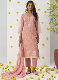Vegaa Fashion Light Peach Organza Embroidered Salwar Suit | Grocsy