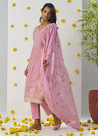 Vegaa Fashion Baby Pink Organza Embroidered Salwar Suit | Grocsy