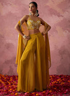 Vegaa Fashion Yellow Georgette Handwork Western Wear Suit | Grocsy